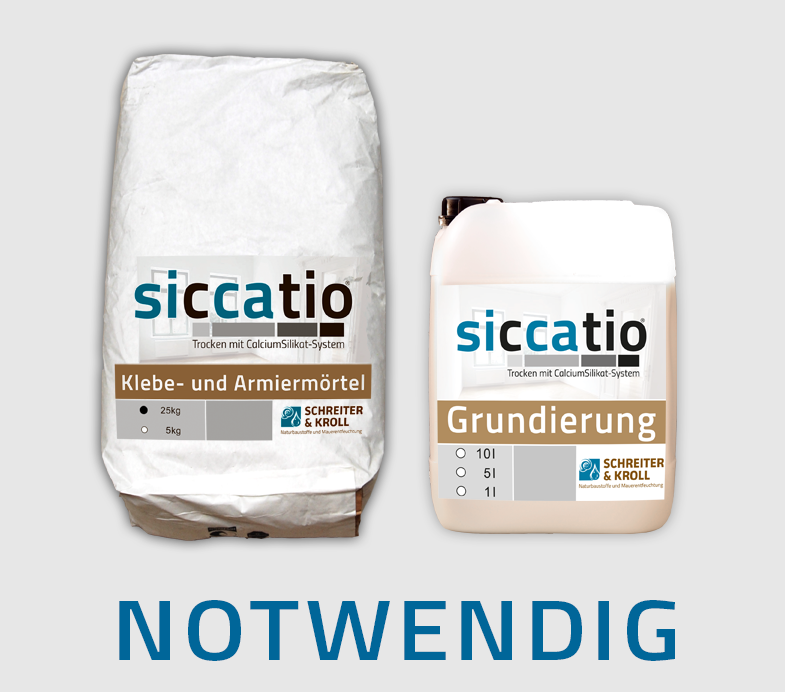 Notwendig für Sanierung Kalziumsilikat Klimaplatte siccatio Kalk-Klebearmiermörtel Grundierung