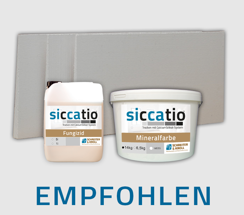 Empfohlen für Sanierung Kalziumsilikat Klimaplatte siccatio Mineralfarbe Fungizid