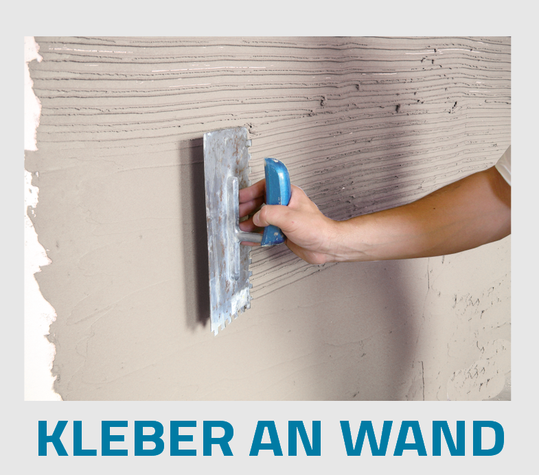 Verarbeitung von Klimaplatten Kalziumsilikat siccatio Klebe-Armiermörtel auf Wand aufbringen